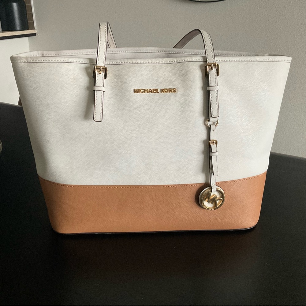 Michael Kors White & Tan Tote